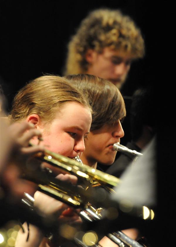 Students performing at the 2023-2024 All County Band Concert